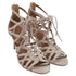 Women's Aquazzura Ivy Lace-Up Sandal Heels in Nude Suede
