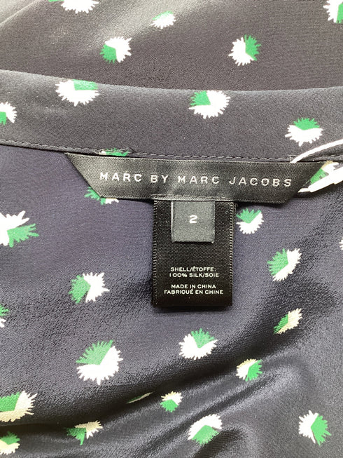 Women's Marc by Marc Jacobs Printed Blouse in Navy Blue Silk