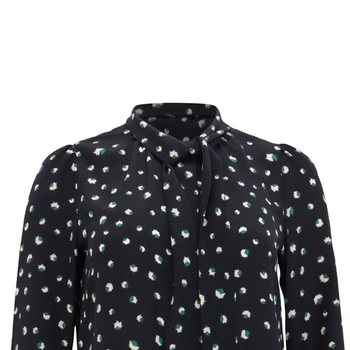 Women's Marc by Marc Jacobs Printed Blouse in Navy Blue Silk