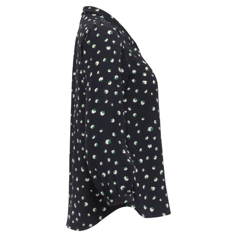 Women's Marc by Marc Jacobs Printed Blouse in Navy Blue Silk