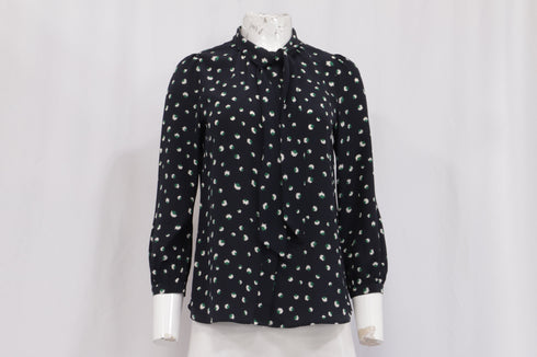 Women's Marc by Marc Jacobs Printed Blouse in Navy Blue Silk