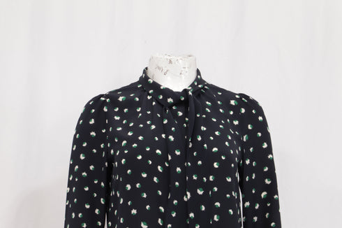 Women's Marc by Marc Jacobs Printed Blouse in Navy Blue Silk