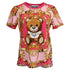Women's Moschino Couture Printed Crew Neck T-Shirt in Multicolor Cotton