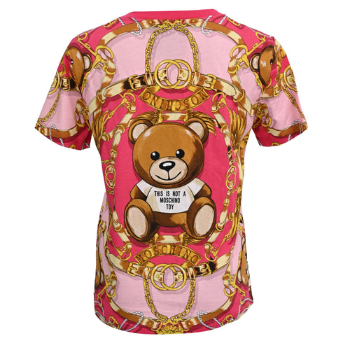 Women's Moschino Couture Printed Crew Neck T-Shirt in Multicolor Cotton