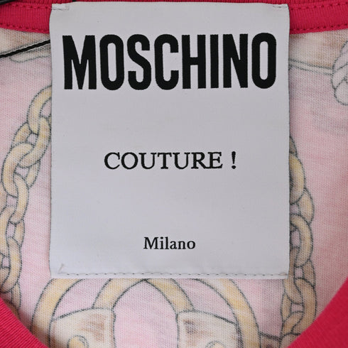 Women's Moschino Couture Printed Crew Neck T-Shirt in Multicolor Cotton