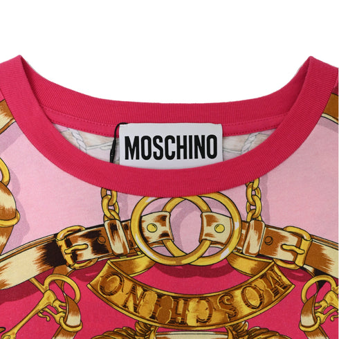 Women's Moschino Couture Printed Crew Neck T-Shirt in Multicolor Cotton
