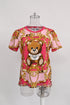 Women's Moschino Couture Printed Crew Neck T-Shirt in Multicolor Cotton