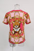 Women's Moschino Couture Printed Crew Neck T-Shirt in Multicolor Cotton