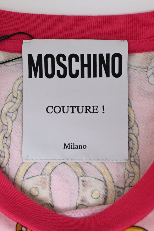 Women's Moschino Couture Printed Crew Neck T-Shirt in Multicolor Cotton