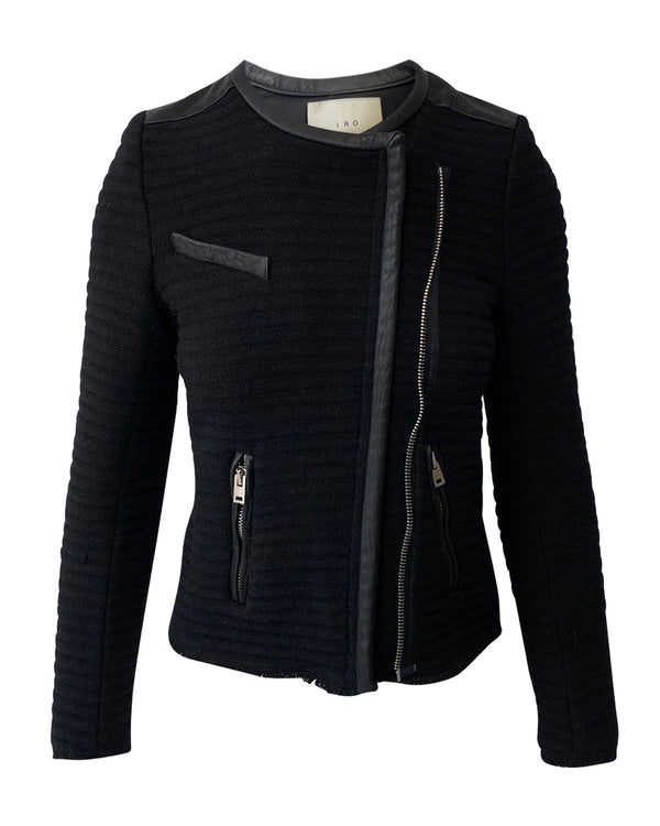 Women's Iro Fleece Wool Evening Jacket in Black Wool