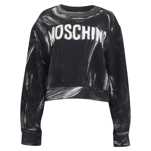 Women's Moschino Couture Logo Paint Accent Sweatshirt in Black Cotton