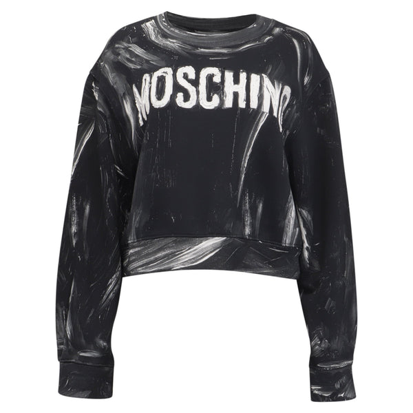 Women's Moschino Couture Logo Paint Accent Sweatshirt in Black Cotton