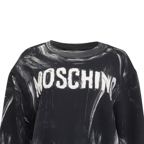 Women's Moschino Couture Logo Paint Accent Sweatshirt in Black Cotton