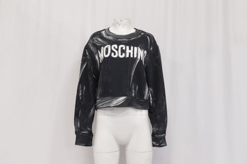 Women's Moschino Couture Logo Paint Accent Sweatshirt in Black Cotton