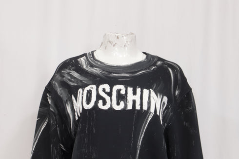 Women's Moschino Couture Logo Paint Accent Sweatshirt in Black Cotton