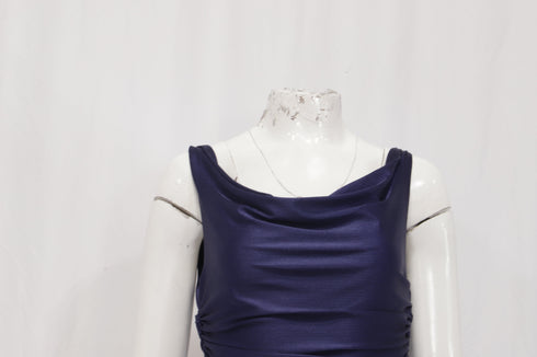 Women's Reformation Cowl Neck Crop Top in Blue Nylon