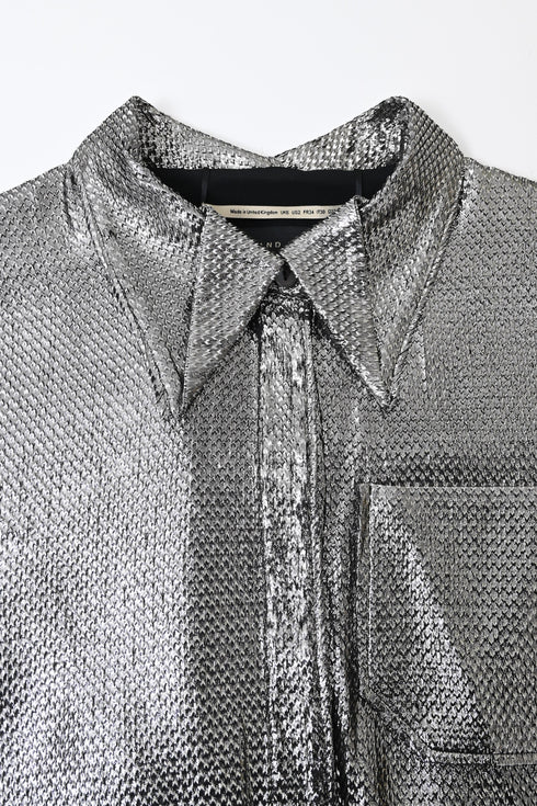 Women's Roland Mouret Button Down Blouse in Silver Polyamide