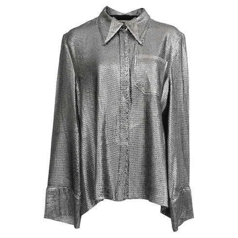 Women's Roland Mouret Button Down Blouse in Silver Polyamide