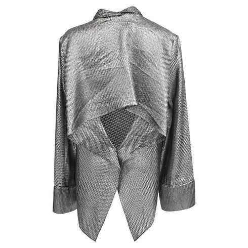 Women's Roland Mouret Button Down Blouse in Silver Polyamide