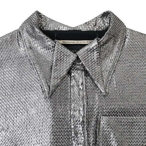 Women's Roland Mouret Button Down Blouse in Silver Polyamide