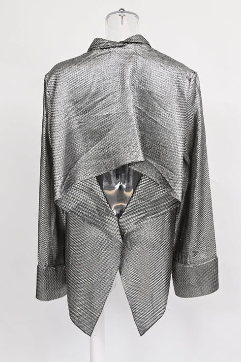 Women's Roland Mouret Button Down Blouse in Silver Polyamide