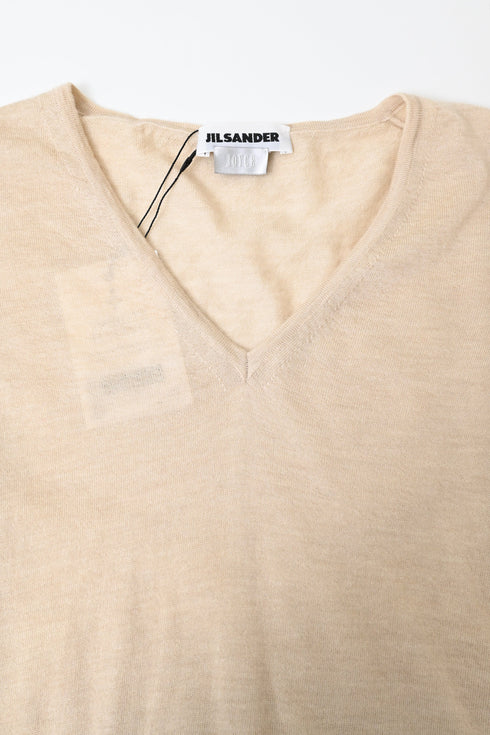 Women's Jil Sander V-Neck Sweater in Beige Cashmere