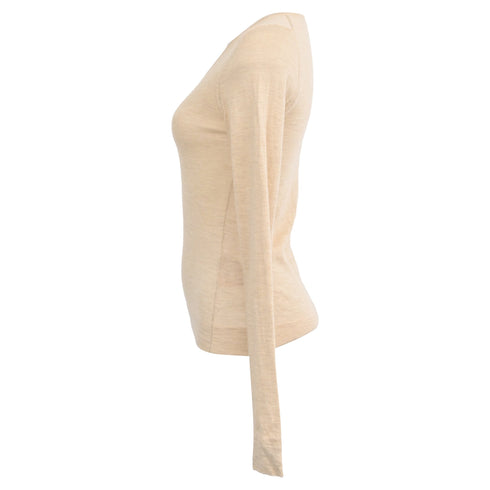 Women's Jil Sander V-Neck Sweater in Beige Cashmere