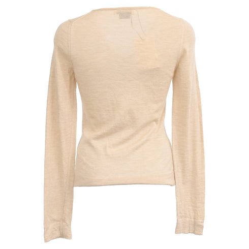 Women's Jil Sander V-Neck Sweater in Beige Cashmere