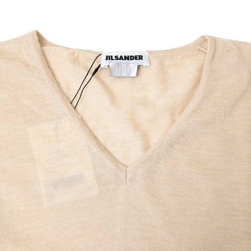 Women's Jil Sander V-Neck Sweater in Beige Cashmere
