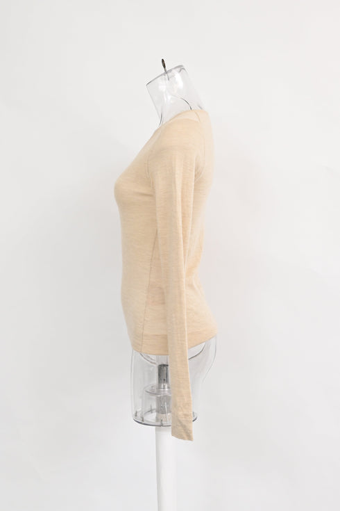 Women's Jil Sander V-Neck Sweater in Beige Cashmere