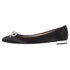 Women's Aquazzura Parisina Crystal Embellished Ballet Flats in Black Satin