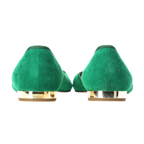 Women's Aquazzura Maia Ballet Flats in Green Suede