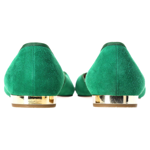 Women's Aquazzura Maia Ballet Flats in Green Suede