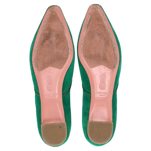 Women's Aquazzura Maia Ballet Flats in Green Suede