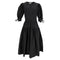 Women's Ulla Johnson Cintia Puffed Sleeve Midi Dress in Black Cotton