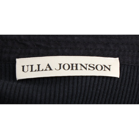 Women's Ulla Johnson Cintia Puffed Sleeve Midi Dress in Black Cotton