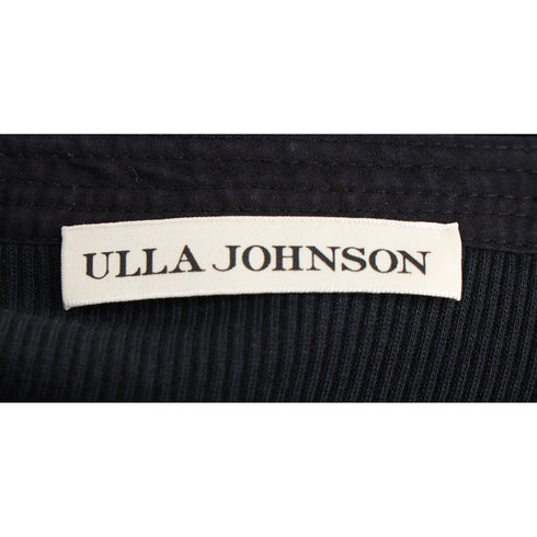 Women's Ulla Johnson Cintia Puffed Sleeve Midi Dress in Black Cotton