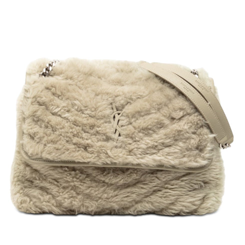 Niki Chain Flap Bag Matelasse Chevron Shearling Medium
