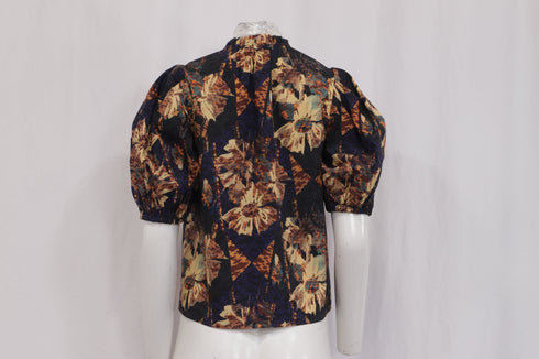 Women's Ulla Johnson V-Neck Blouse in Floral Print Cotton