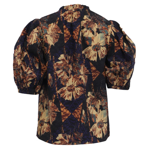 Women's Ulla Johnson V-Neck Blouse in Floral Print Cotton