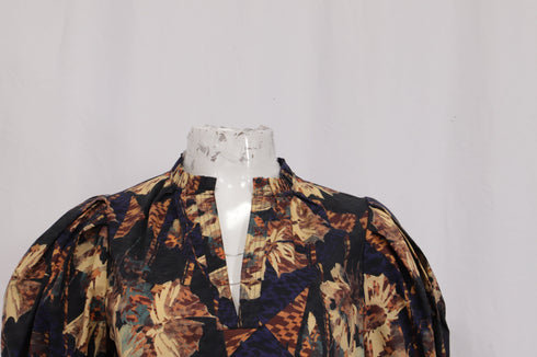 Women's Ulla Johnson V-Neck Blouse in Floral Print Cotton