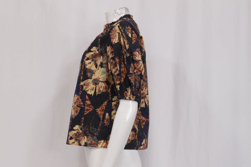 Women's Ulla Johnson V-Neck Blouse in Floral Print Cotton