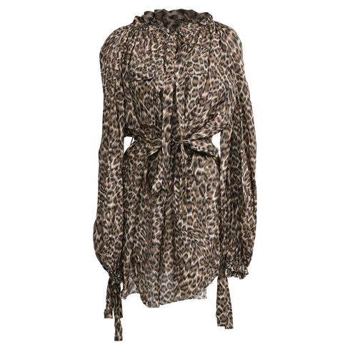 Women's Zimmermann Suraya Leopard-Print Off-Shoulder Dress in Brown Silk