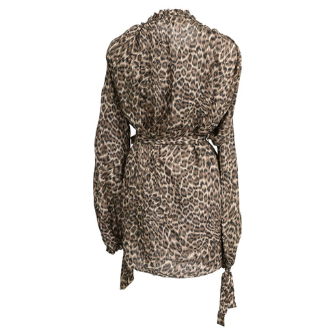 Women's Zimmermann Suraya Leopard-Print Off-Shoulder Dress in Brown Silk
