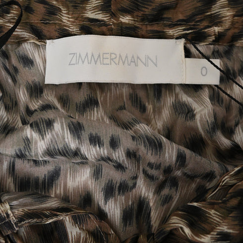 Women's Zimmermann Suraya Leopard-Print Off-Shoulder Dress in Brown Silk