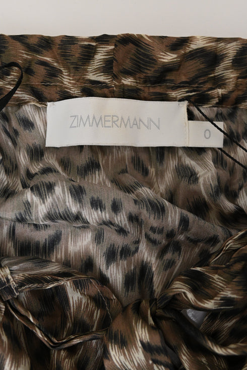 Women's Zimmermann Suraya Leopard-Print Off-Shoulder Dress in Brown Silk