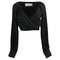 Women's Zimmermann Long Sleeve Wrap Cropped Top in Black Silk