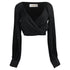 Women's Zimmermann Long Sleeve Wrap Cropped Top in Black Silk