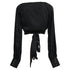 Women's Zimmermann Long Sleeve Wrap Cropped Top in Black Silk