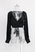 Women's Zimmermann Long Sleeve Wrap Cropped Top in Black Silk